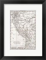Framed 1780 Raynal and Bonne Map of Peru