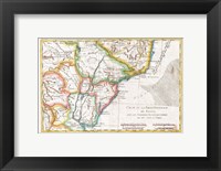 Framed 1780 Raynal and Bonne Map of South America