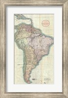 Framed 1806 Close up Cary Map of the Western Hemisphere