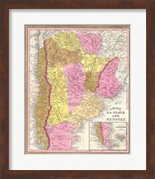 Framed 1846 Burroughs - Mitchell Map of Argentina, Uruguay, Chili in South America