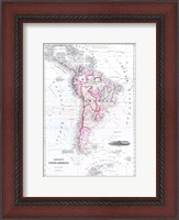 Framed 1861 Johnson Map of South America