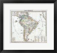 Framed 1862 Perthes map of South America