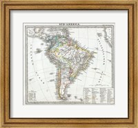 Framed 1862 Perthes map of South America