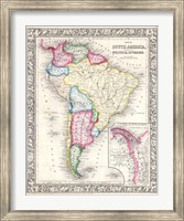 Framed 1864 Mitchell Map of South America