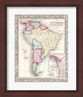Framed 1864 Mitchell Map of South America