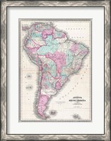 Framed 1870 Johnson Map of South America