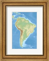Framed South America relief location map