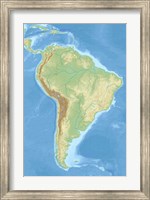 Framed South America relief location map