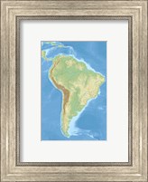 Framed South America relief location map