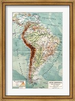 Framed Syd-Amerika. Flod- och bergs system
