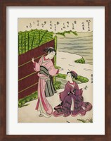 Framed Two Geishas in a Bamboo Garden