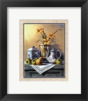 Framed Country Tea Set with Yellow Lilies