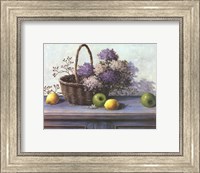 Framed Basket of Purple Flowers