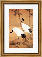 Framed Bian Jingzhao Bamboo and Cranes