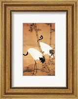 Framed Bian Jingzhao Bamboo and Cranes