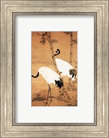 Framed Bian Jingzhao Bamboo and Cranes