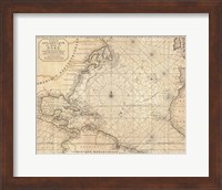 Framed 1683 Mortier Map of North America, the West Indies, and the Atlantic Ocean