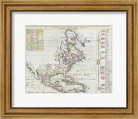 Framed 1720 Chatelain Map of North America