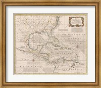 Framed 1720 Map of the West Indies