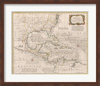 Framed 1720 Map of the West Indies