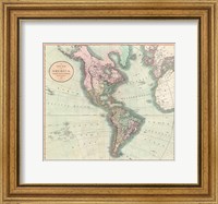 Framed 1806 Cary Map of the Western Hemisphere