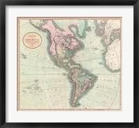 Framed 1806 Cary Map of the Western Hemisphere