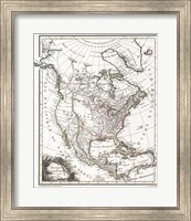 Framed 1809 Tardieu Map of North America