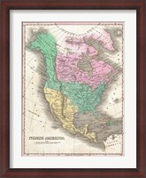 Framed 1827 Finley Map of North America