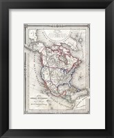 Framed 1852 Bocage Map of North America