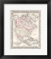 Framed 1864 Mitchell Map of North America