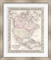 Framed 1864 Mitchell Map of North America