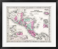 Framed 1866 Johnson Map of Central America