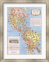 Framed 1930 Pictorial Map of North America and South America