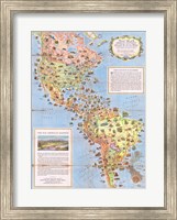 Framed 1930 Pictorial Map of North America and South America