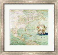 Framed Claude Bernou Carte de lAmerique septentrionale