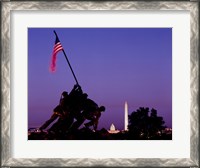 Framed Iwo Jima Memorial at dusk, Washington, D.C.