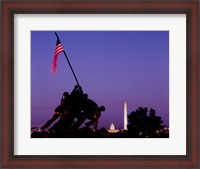 Framed Iwo Jima Memorial at dusk, Washington, D.C.