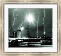 Framed Lightning storm over Boston - 1967