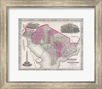 Framed 1864 Johnson Map of Washington D.C. and Georgetown