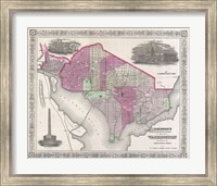 Framed 1864 Johnson Map of Washington D.C. and Georgetown