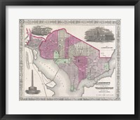 Framed 1864 Johnson Map of Washington D.C. and Georgetown