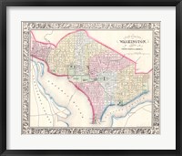 Framed 1864 Mitchell Map of Washington D.C.