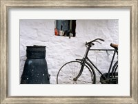 Framed Bicycle leaning against a wall, Boyne Valley, Ireland