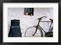 Framed Bicycle leaning against a wall, Boyne Valley, Ireland