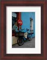 Framed Statues of swans in a basket on a bicycle, Lahinch, Ireland