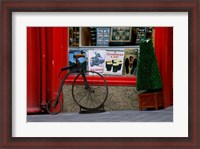 Framed Old bicycle in front of a store, Kilkenny, Ireland
