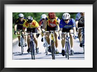 Framed Group of cyclists riding bicycles