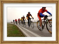 Framed Military Cyclists in pace line