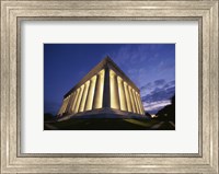 Framed Low angle view of the Lincoln Memorial lit up at night, Washington D.C., USA