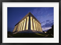 Framed Low angle view of the Lincoln Memorial lit up at night, Washington D.C., USA